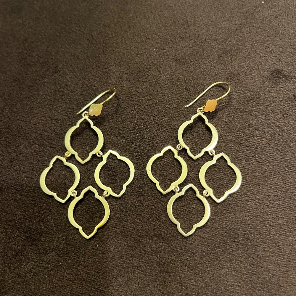 gold chevron chandelier earrings